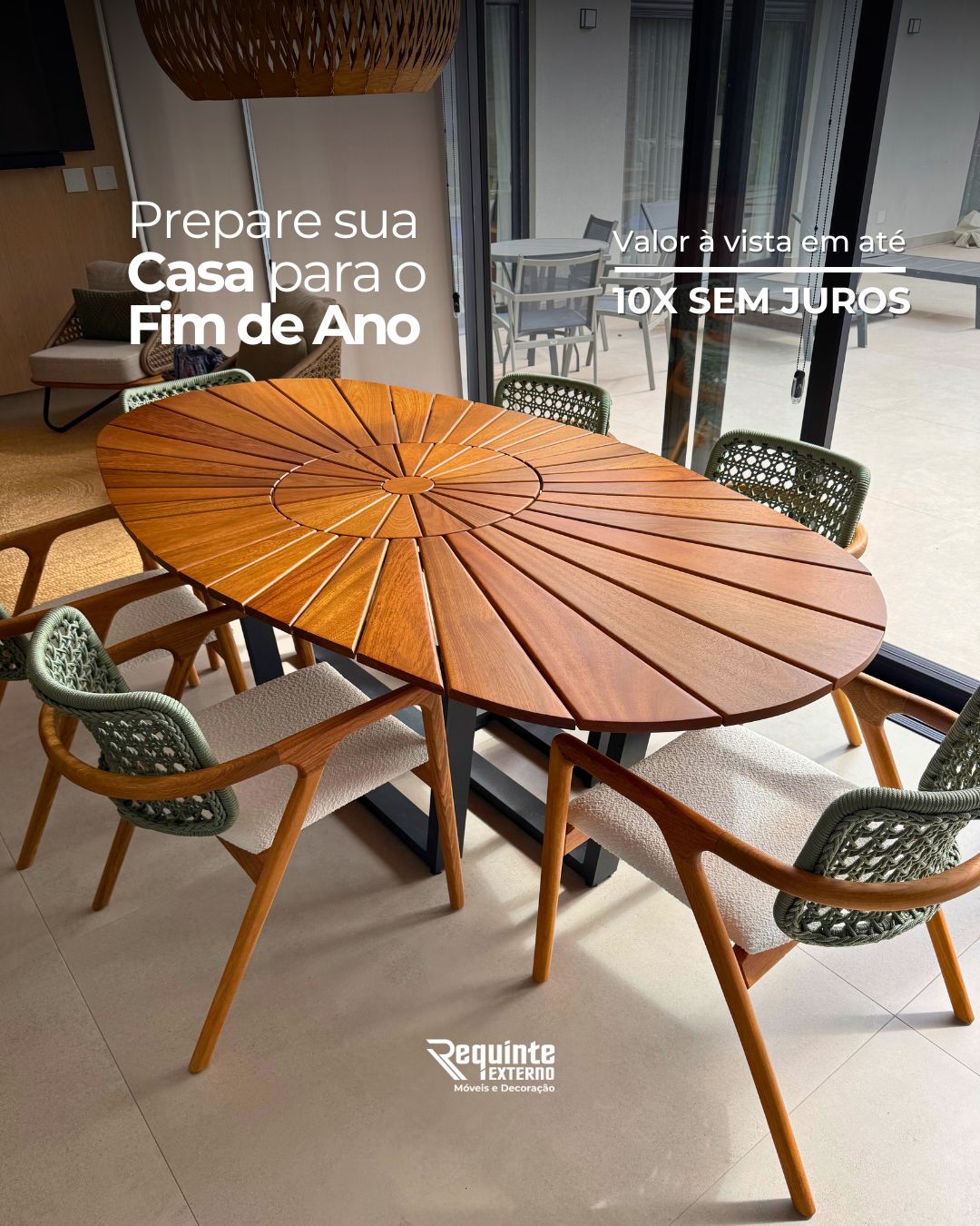 Móveis externos de alto padrão - decoração sofisticada para o fim de ano